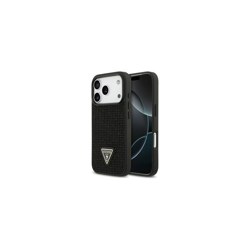 Original Case GUESS Rhinestone Triangle Logo for Iphone 17 Pro black