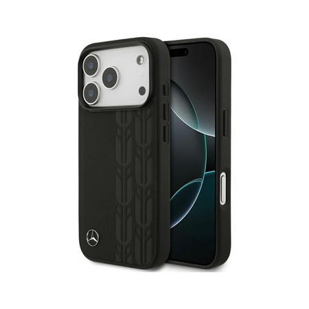 Original Case MERCEDES Leather Laurel Leaves MagSafe for Iphone 17 Pro black