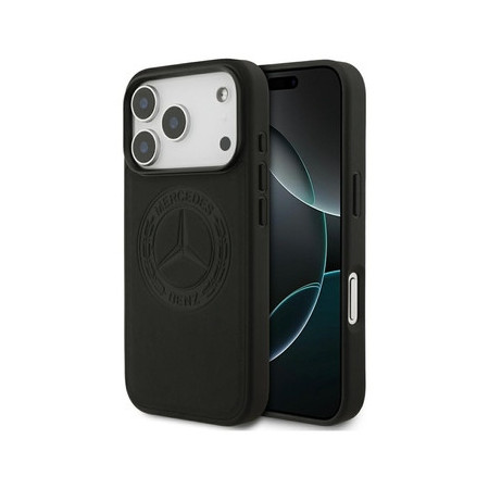 Original Case MERCEDES Leather Vintage Logo MagSafe for Iphone 17 Pro black