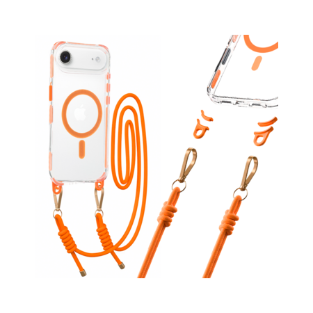 Tel Protect Strap Clear Case for Iphone 17 Air orange