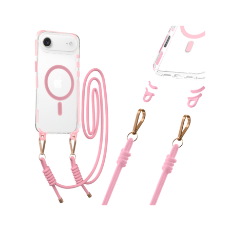 Tel Protect Strap Clear Case for Iphone 17 Air pink