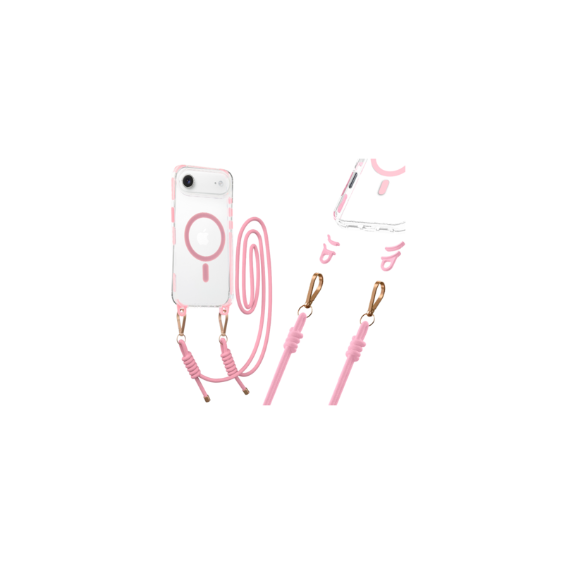 Tel Protect Strap Clear Case for Iphone 17 Air pink