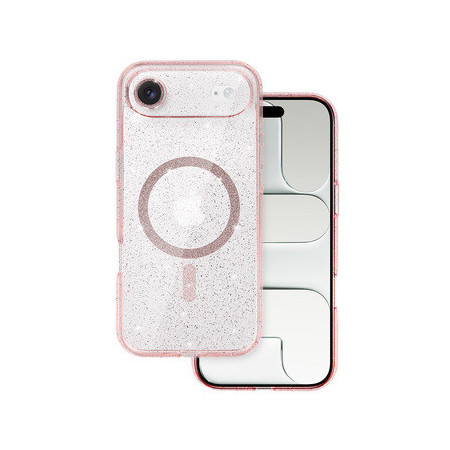 Glitter Magsafe Case for Iphone 17 Air pink clear
