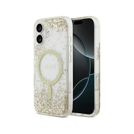 Original Case GUESS Resin Bottom Glitter MagSafe for Iphone 17 gold
