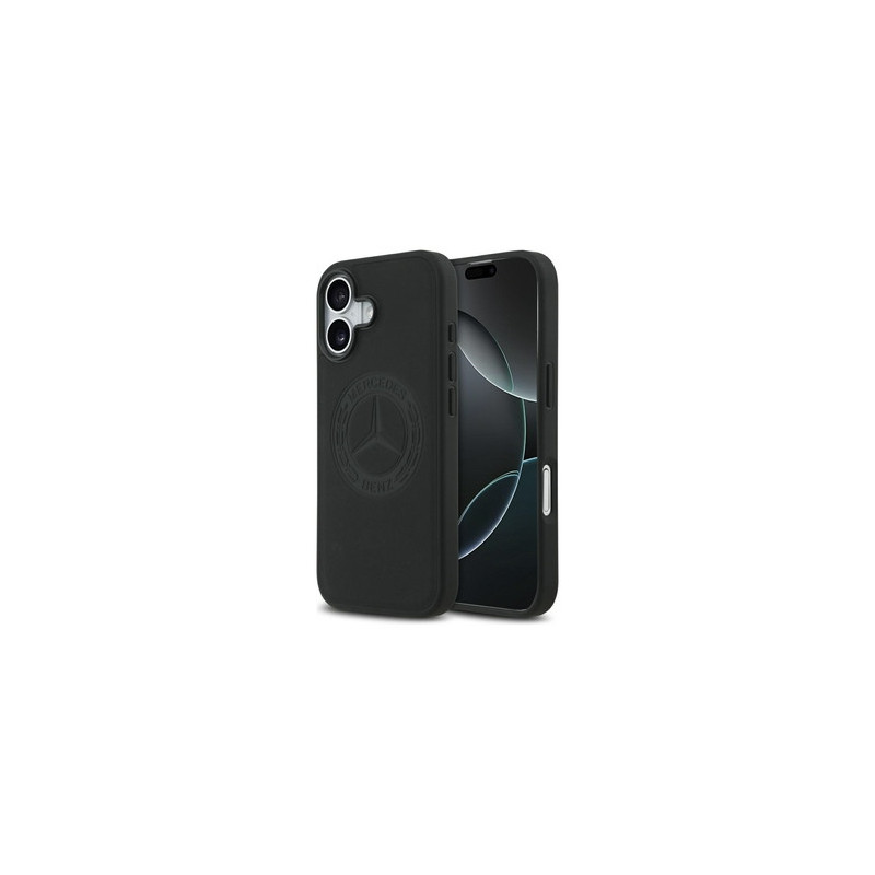 Original Case MERCEDES Leather Vintage Logo MagSafe for Iphone 17 black