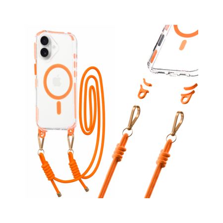 Tel Protect Strap Clear Case for Iphone 17 orange