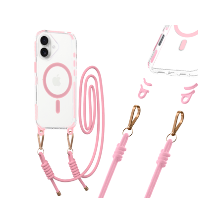 Tel Protect Strap Clear Case for Iphone 17 pink