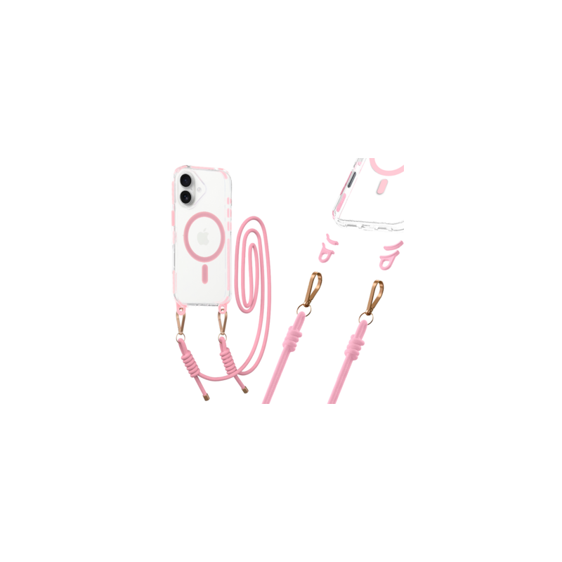 Tel Protect Strap Clear Case for Iphone 17 pink