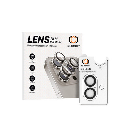 Tempered glass Tel Protect 3D Lens on camera for Iphone 17 black (lens 2 pieces)