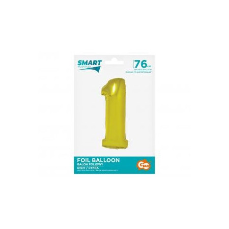 BALÓN FÓLIOVÝ ČÍSLO 1, ZLATÝ, 76 CM