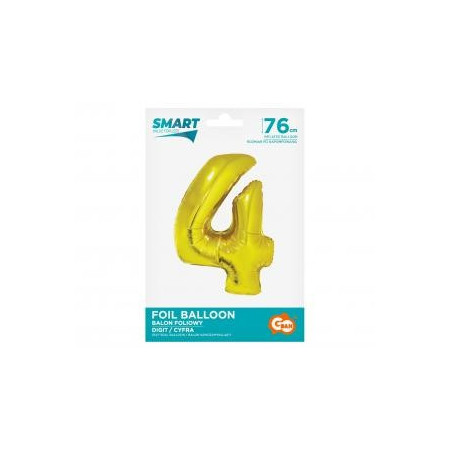 BALÓN FÓLIOVÝ ČÍSLO 4, ZLATÝ, 76 CM