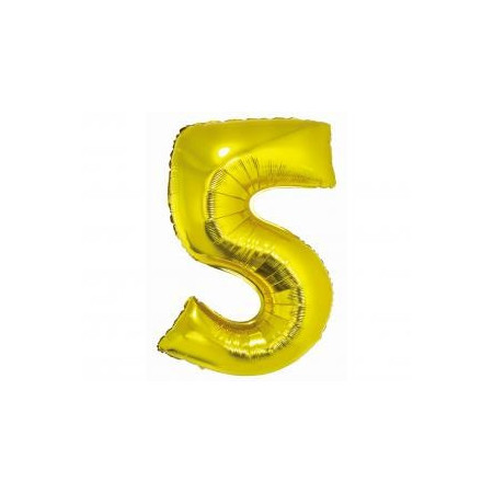 BALÓN FÓLIOVÝ ČÍSLO 5, ZLATÝ, 76 CM