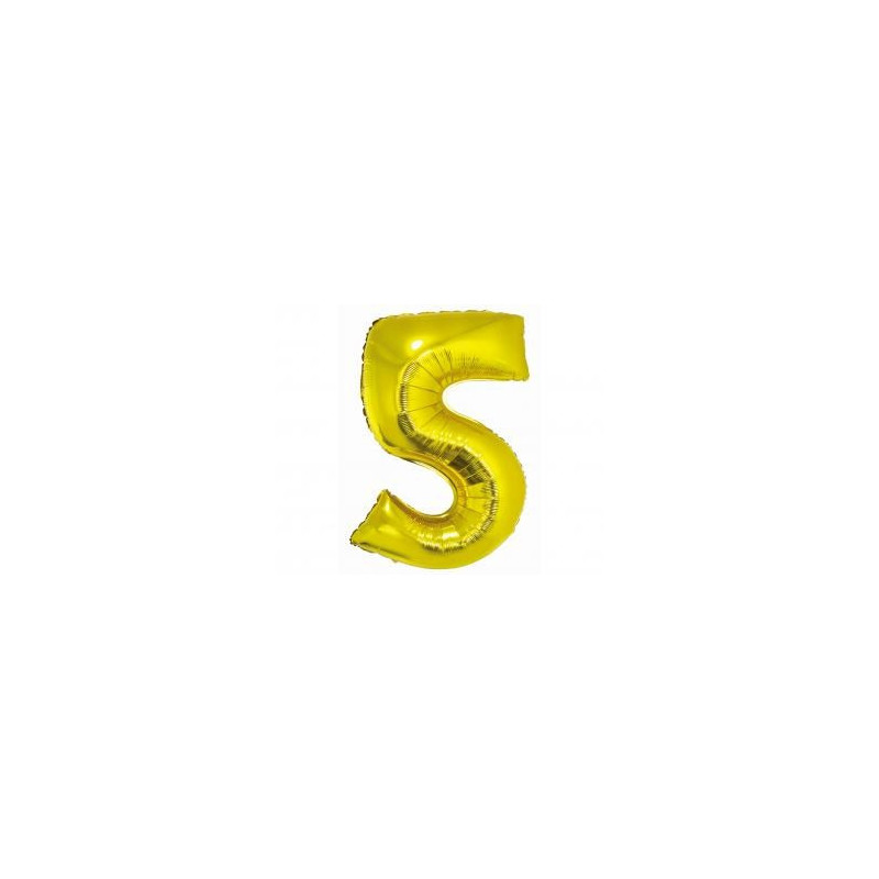 BALÓN FÓLIOVÝ ČÍSLO 5, ZLATÝ, 76 CM