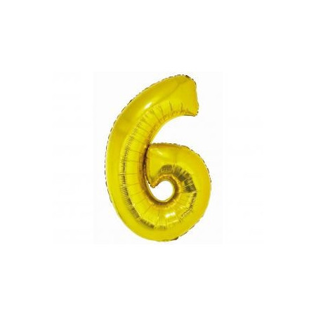BALÓN FÓLIOVÝ ČÍSLO 6, ZLATÝ, 76 CM