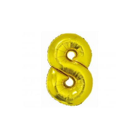 BALÓN FÓLIOVÝ ČÍSLO 8, ZLATÝ, 76 CM