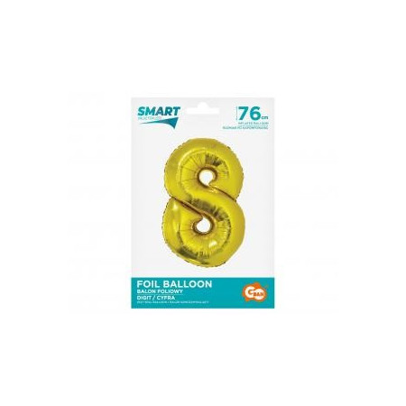 BALÓN FÓLIOVÝ ČÍSLO 8, ZLATÝ, 76 CM