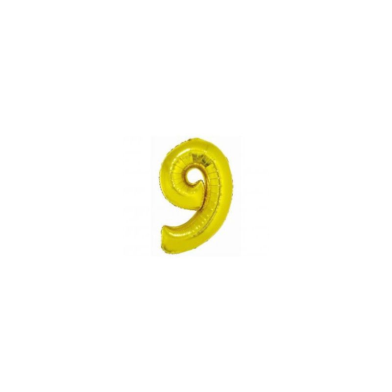 BALÓN FÓLIOVÝ ČÍSLO 9, ZLATÝ, 76 CM