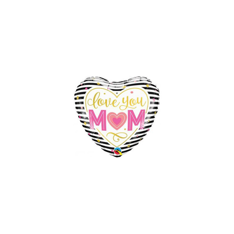 Srdiečkový fóliový balón "Love You Mom" - 18" (45 cm)