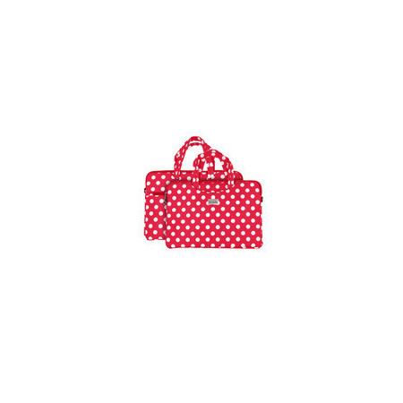 WONDER BRIEFCASE – Taška na notebook 13–14", červená s bodkami