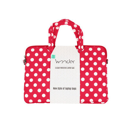 WONDER BRIEFCASE – Taška na notebook 13–14", červená s bodkami