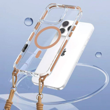 Tel Protect Strap Clear Case for iPhone 16 Pro - gold