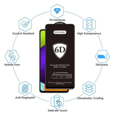 Tel Protect Full Glue 6D Tempered Glass for SAMSUNG GALAXY A24 4G/A25 5G/M34 5G BLACK