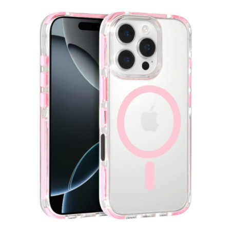 silikonovy obal na mobil  Iphone 16 Pro Max - Pink Tel Protect Strap Clear Case magsafe ružovy