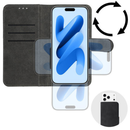 UNIVERZÁLNE knižkové puzdro pre iPhone 12/13/Samsung S6/A5 2016/Xcover 4/S22/Huawei P8 2017 - čierne, veľkosť S