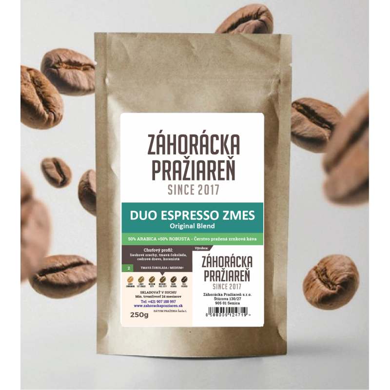 ZRNKOVÁ KÁVA DUO ESPRESSO ZMES 50% Arabica 50% Robusta - 500g