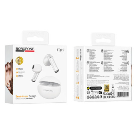 Bluetooth slúchadlá Borofone TWS FQ12 biela farba