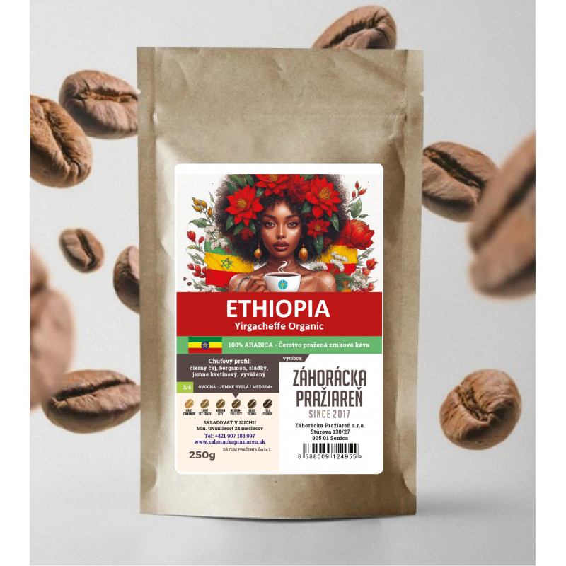Zrnková káva Ethiopia Yirgacheffe Aricha 100% Arabica - 500G