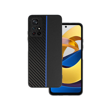 Tel Protect CARBON Case for Xiaomi Redmi Note 11 5G/Note 11S 5G/Poco M4 Pro 5G Black with blue stripe