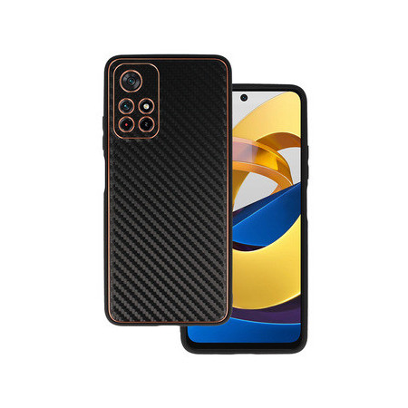 TEL PROTECT Leather Carbon Case for Xiaomi Redmi Note 11 5G/Note 11S 5G/Poco M4 Pro 5G Black