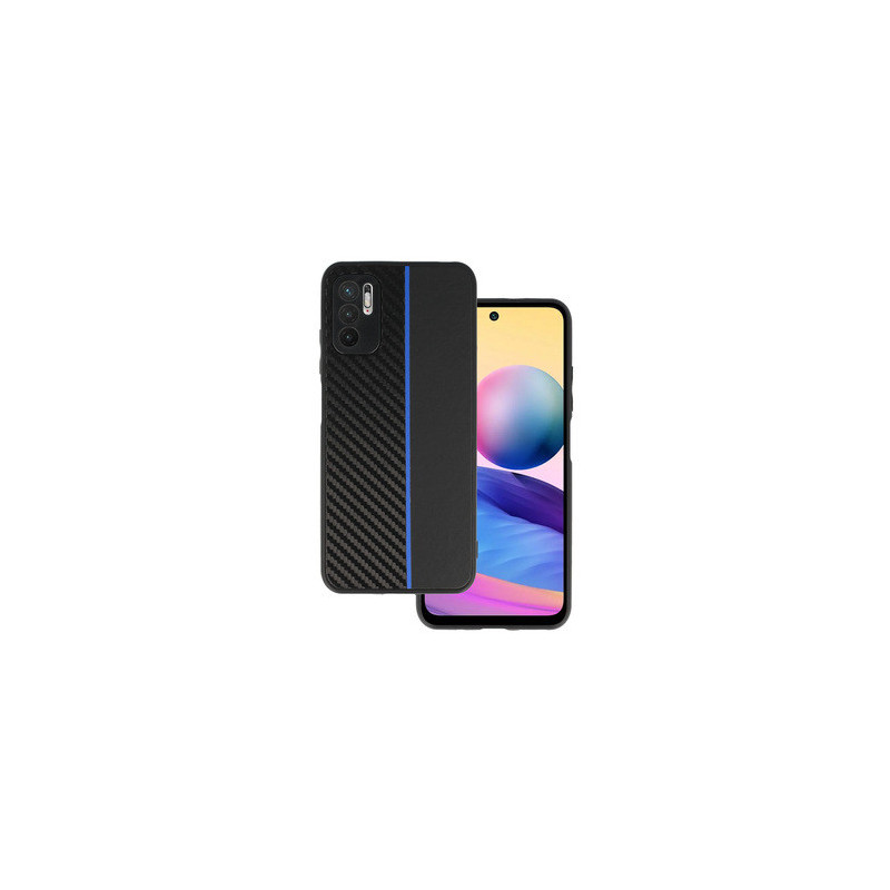 Tel Protect CARBON Case for Xiaomi Redmi Note 10 5G Black with blue stripe