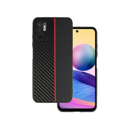 Tel Protect CARBON Case for Xiaomi Redmi Note 10 5G Black with red stripe
