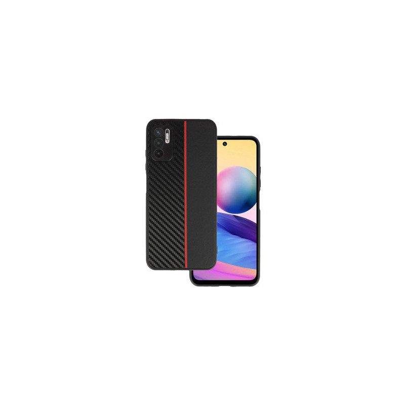 Tel Protect CARBON Case for Xiaomi Redmi Note 10 5G Black with red stripe