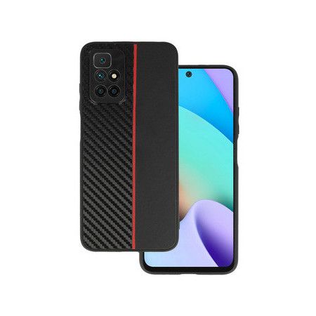 Tel Protect CARBON Case for Xiaomi Redmi 10 Black with red stripe