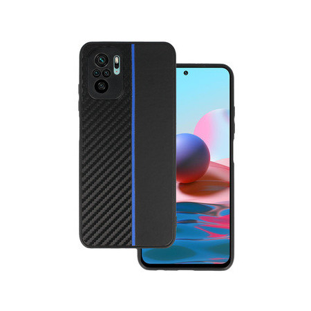 Tel Protect CARBON Case for Xiaomi Redmi Note 10/Note 10S/Poco M5S Black with blue stripe