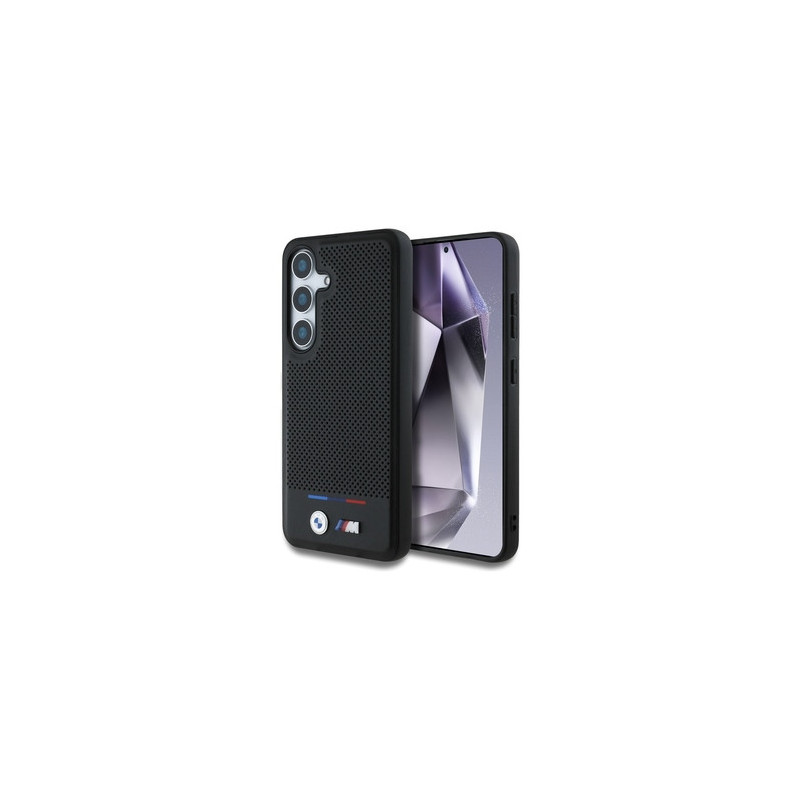 Original Case BMW Leather Tricolor Stripe MagSafe for Samsung Galaxy S25 black