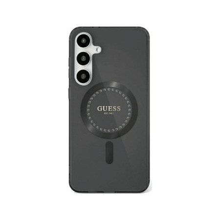 Original Case GUESS Rhinestone Printed Classic Logo Magsafe for Samsung Galaxy S25 black