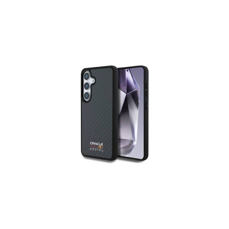 Original Case RED BULL Real Carbon Fiber Shiny Logo MagSafe for Samsung Galaxy S25 black