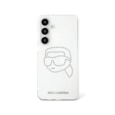 Original Pouch KARL LAGERFELD Rhinestones Karl Head Logo for Samsung Galaxy S25 transparent