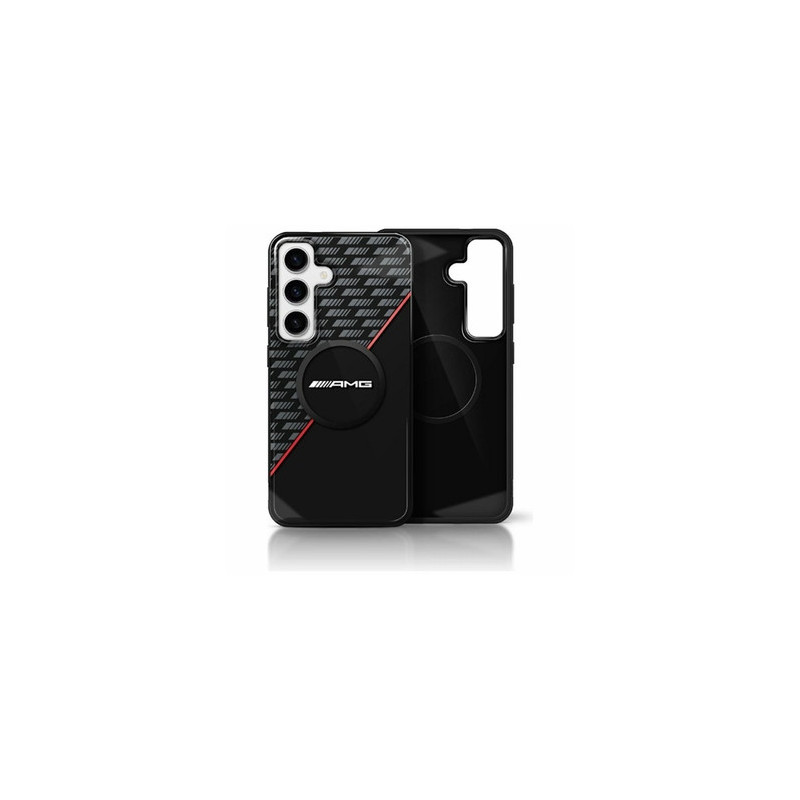 Original AMG Case Double Layer Rhombs MagSafe for Samsung Galaxy S25 Plus black and red