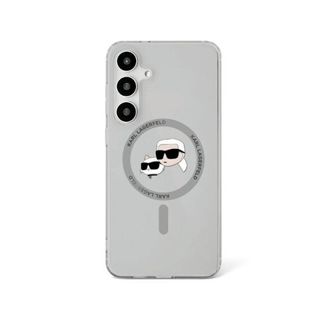 Original Pouch KARL LAGERFELD Button Karl&amp;Choupette Heads Printed Logo Magsafe for Samsung Galaxy S25 Plus black
