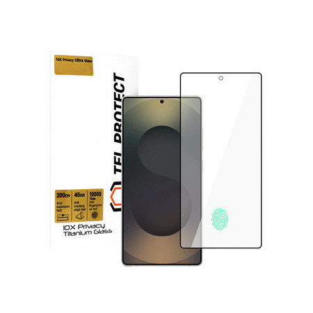 Tempered glass Tel Protect 10X Privacy Titanium for Samsung Galaxy S25 Ultra (with fingerprint unlock) (envelope)
