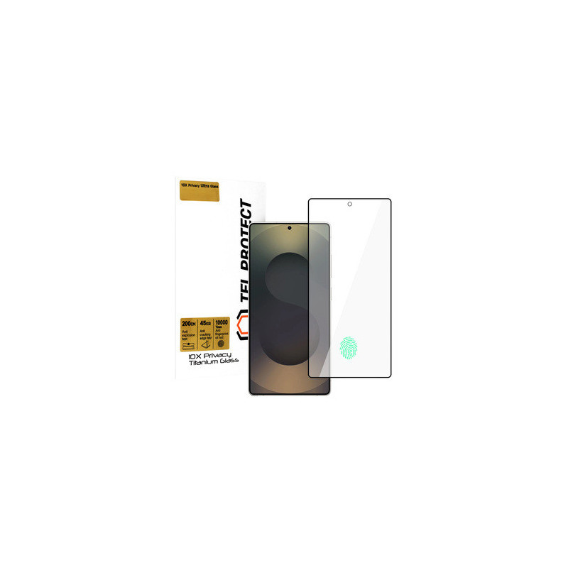 Tempered glass Tel Protect 10X Privacy Titanium for Samsung Galaxy S25 Ultra (with fingerprint unlock) (envelope)