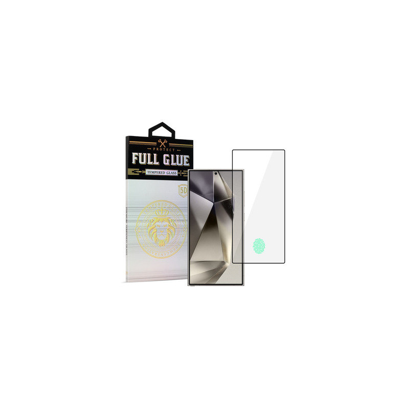 Tempered Glass HARD Full Glue 5D for SAMSUNG GALAXY S24 ULTRA BLACK (with fingerprint unlock)