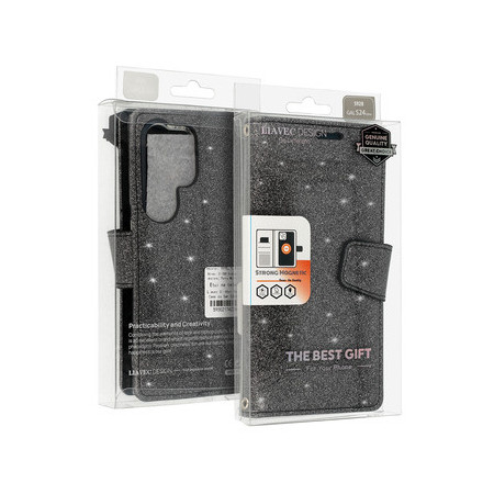 Glitter Magsafe Book Case for Samsung Galaxy S24 Plus black