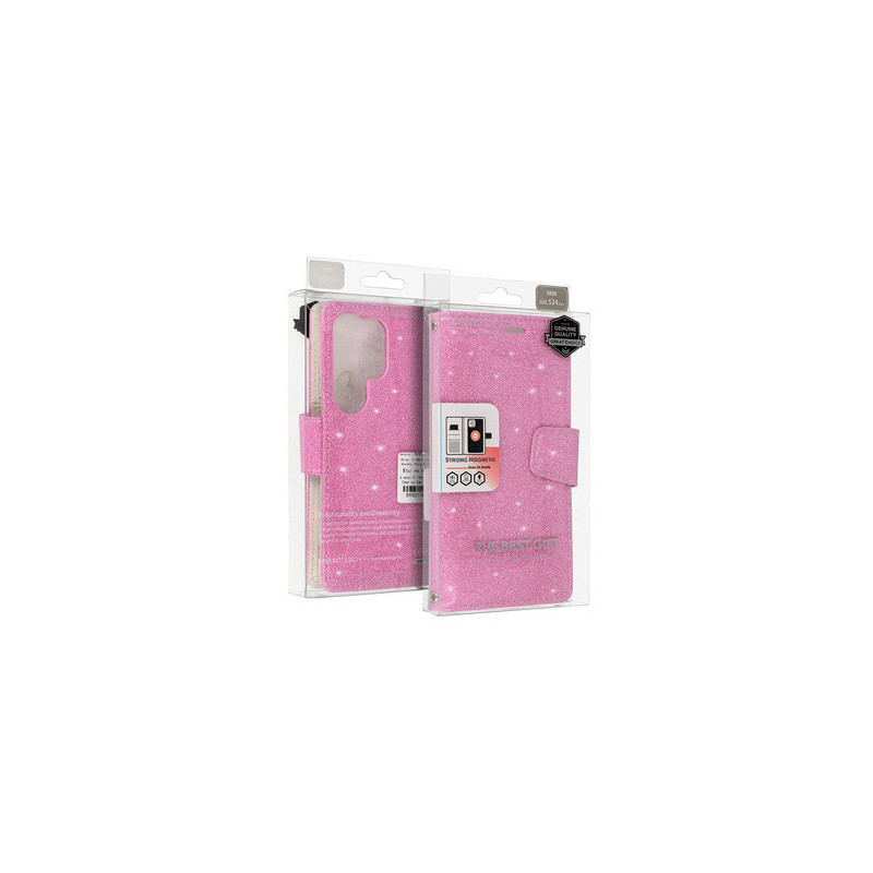 Glitter Magsafe Book Case for Samsung Galaxy S24 Plus pink
