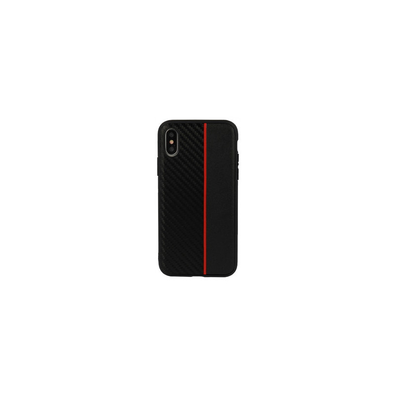 MOTO CARBON Case for Samsung Galaxy A6 Plus 2018 Black with red stripe